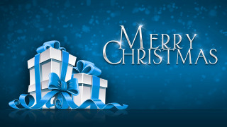 Blue white christmas card presents - ernest william christmas free wallpaper