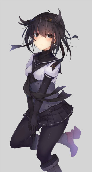 Woman black white outfit cat - fullbody free wallpaper