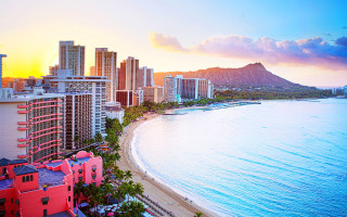 City beach water sunset mountain - sunset time free wallpaper