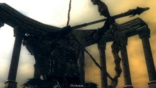 Demon statue sword clouds sky - dark soul free wallpaper