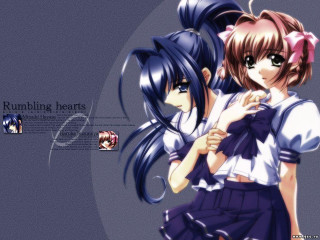 Anime girls hugging caption image - same free wallpaper