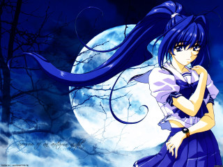 Moonlight girl blue hair anime - visual free wallpaper