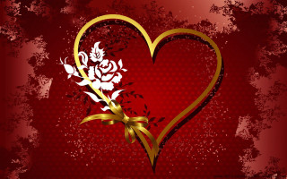 Heart ribbon flowers bow dots - a gold ribbon free wallpaper