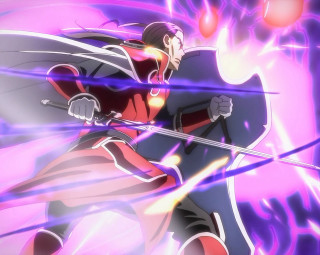 Man red black outfit sword 5 - rayonism free wallpaper for desktop