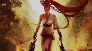 Woman two guns red hair - bayard wu free wallpaper