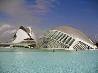 Large building water sky clouds - architecture free wallpaper