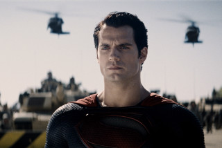 Man superman suit helicopter sky - superflat free wallpaper