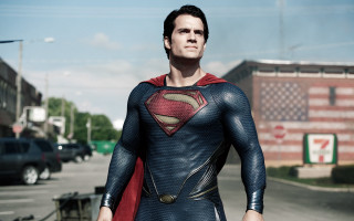 Superman costume man street corner - superflat free wallpaper