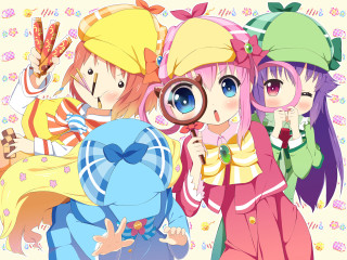 Anime girls magnifying glass cat - hint of yayoi kasuma free wallpaper
