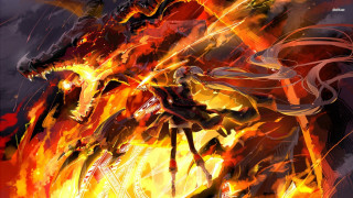 Fire dragon attacking demon flames - a sword free wallpaper for desktop