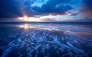 Beach waves clouds sunset ocean 2 - ocean free wallpaper