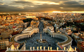 Cityscape large circular building cloudy - cagnaccio di san pietro free wallpaper