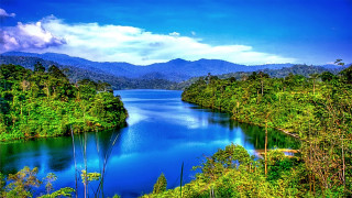 Lake trees mountains blue sky 6 - sumatraism free wallpaper