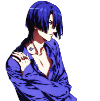 Blue haired man posing blood - his shirt free wallpaper