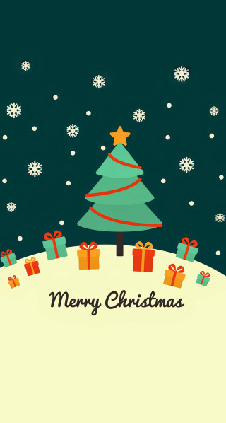 Christmas tree presents snowy hill - merry free wallpaper