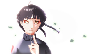 Woman black hair finger mouth - a finger free wallpaper