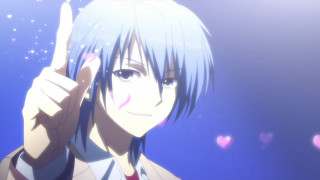 Man blue hair pointing heart - blue hair free wallpaper for desktop