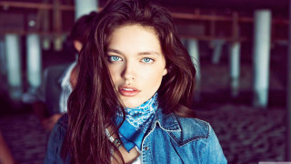 Woman denim shirt blue scarf - a blue scarf free wallpaper