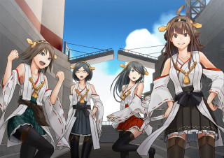 Anime girls courtyard sky background - a courtyard free wallpaper