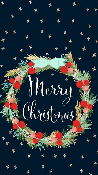 Christmas card wreath stars holiday - merry free wallpaper