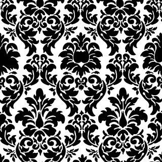 Black white damask pattern large 2 - modern european ink painting free wallpaper