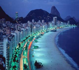 City night beach mountains cars - video art free wallpaper