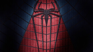 Spider man poster red background 2 - de stijl free wallpaper