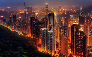 City night lights mountain water - a mountain in the foreground free wallpaper