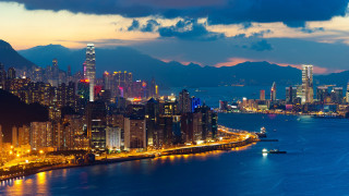 City skyline night river mountains - cui bai free wallpaper