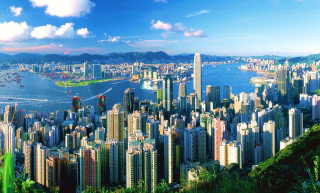 City tall buildings water boat 2 - cui bai free wallpaper