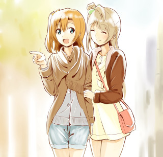 Girls pointing together image description - neoromanticism free wallpaper