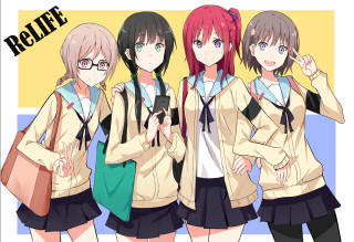 Girls group yellow background relief - a group of girls free wallpaper
