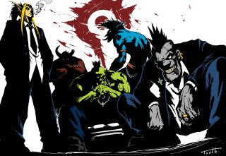 Group demons back shock art - their back free wallpaper