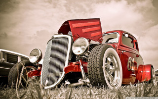 Red truck tall grass black - a red truck free wallpaper