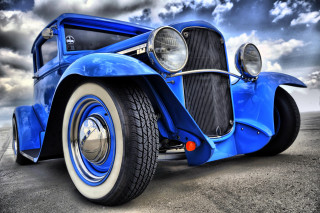 Blue car parking lot cloudy 2 - an art deco painting free wallpaper