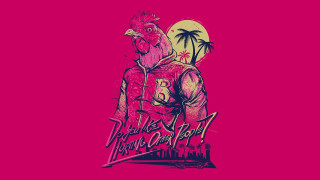 Pink rooster jersey palm trees - benjamin marra free wallpaper