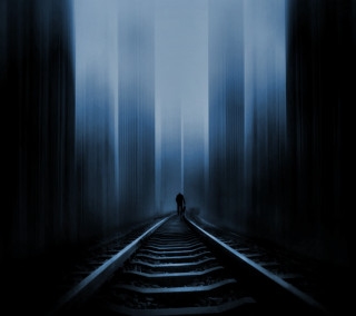 Train track forest foggy sky - tall free wallpaper