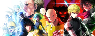 Anime characters group white background 27 - a red light behind them free wallpaper
