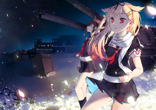 Girl snow aurora moon fireflies - a baseball bat free wallpaper