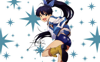 Girl uniform flying stars background - a girl in a uniform free wallpaper