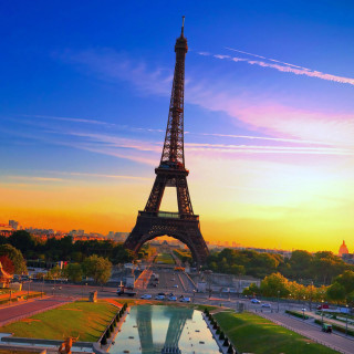 Eiffel tower lit up sunset 3 - sunrise free wallpaper