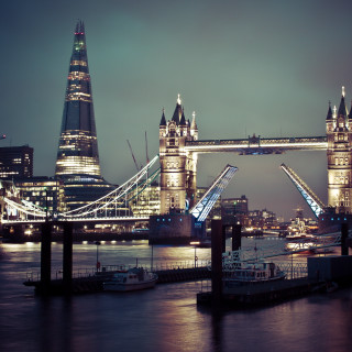 Bridge tower clock night cityscape 3 - night time free wallpaper