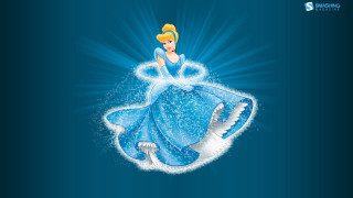 Cartoon character blue dress flying - magical free wallpaper for desktop