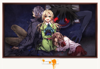 Anime characters couch blood dripping - a group of anime characters free wallpaper