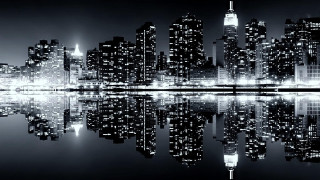 City skyline reflection water night 6 - a reflection free wallpaper