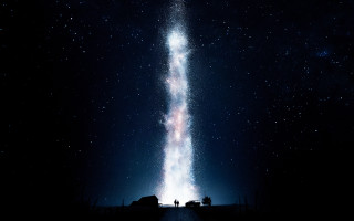 Starry sky long exposure person - the side of the road free wallpaper