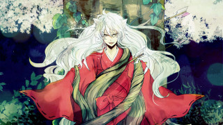Woman white hair red dress - a red cape free wallpaper