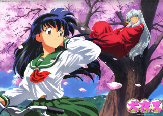 Woman green dress tree man - serial free wallpaper