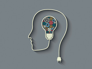 Light bulb gears shadow head - cybernetic free wallpaper