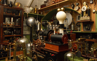 Clocks room shelves lamp items - steampunk free wallpaper
